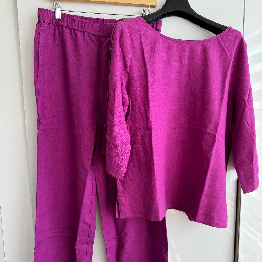 Soft Surroundings pink linen pant and top size medium NWT